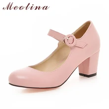 Meotina Femmes Chaussures Mary Jane Dames Talons hauts Blanc Chaussures De Mariage épais Talon Pompes Dame Chaussures Noir Rose Beige Plus La Taille 43 10