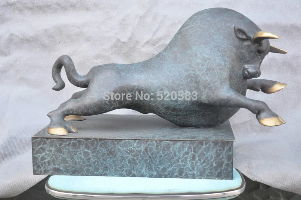 

18" Bronze Fierce Animal Strong Bull Cattle Sculpture Statue
