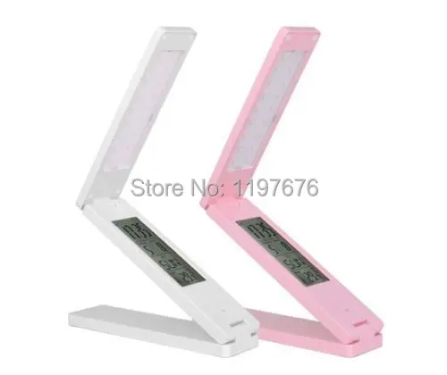 

2014 New Design Thinner With Calendar and Clock Alarm LED Display Folding Double USB recharge Led Desk Lamp Free Shipping