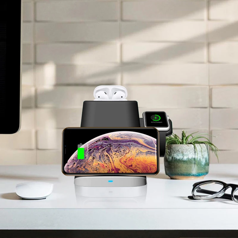 3 в 110 Вт QI Беспроводное зарядное устройство для iPhone X Xr XS Max часы AirPods мобильный
