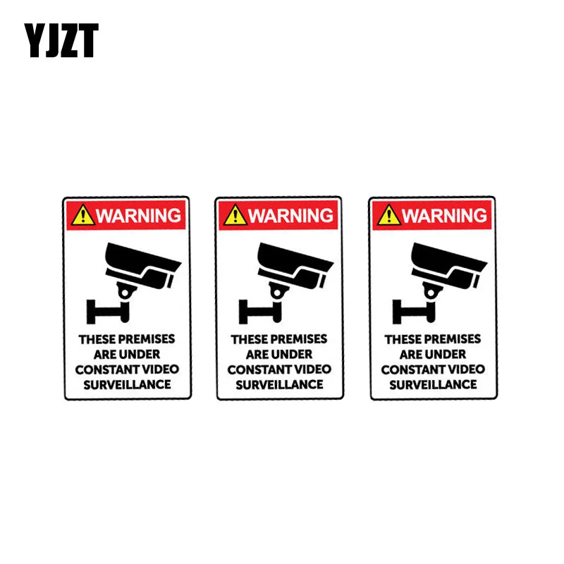 

YJZT 3X 5.6CM*9CM Car Sticker These Premises Are Under Constant Video Surveillance Warning Decal PVC 12-1020