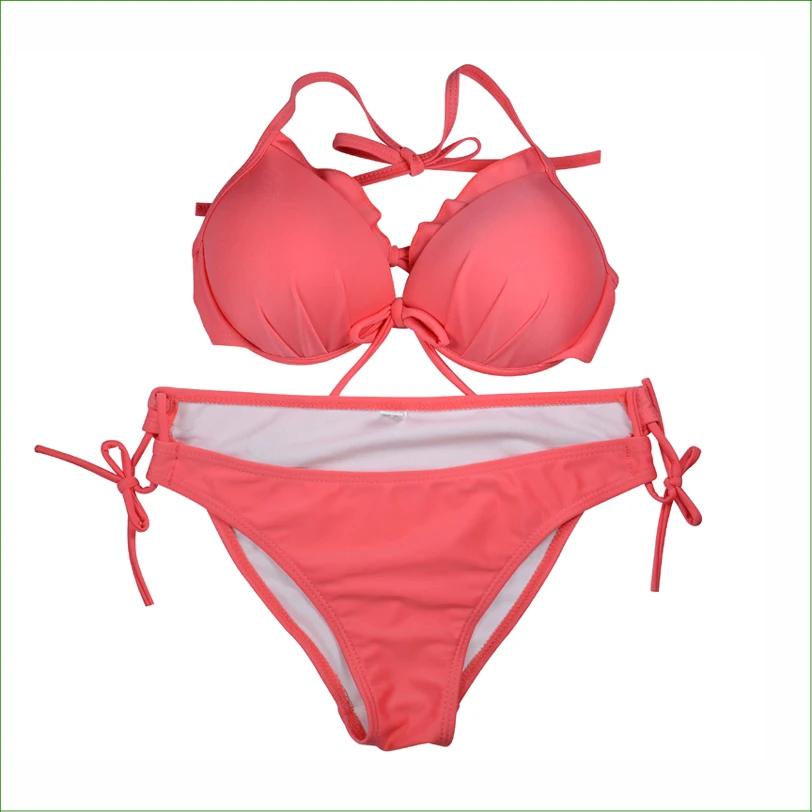 

SW-04W PUSH UP Swimwear Ladies Padded Bathing Bikini Ruffes Swimsuit Set Tankini For Women Beachwear Bathers