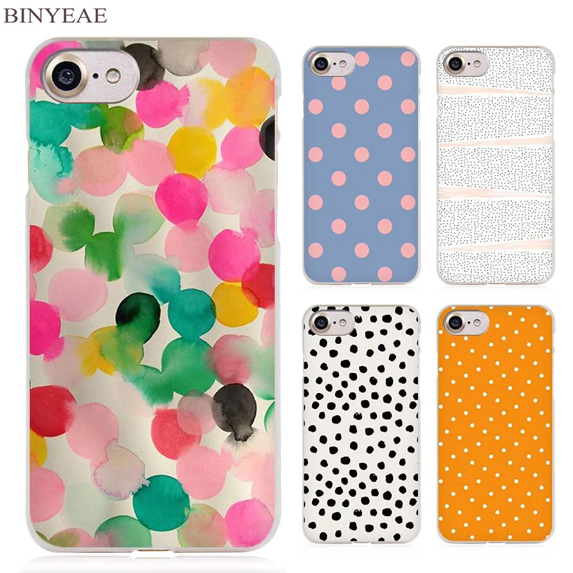 

BINYEAE Polka Dots design cute Clear Cell Phone Case Cover for Apple iPhone 4 4s 5 5s SE 5c 6 6s 7 7s Plus