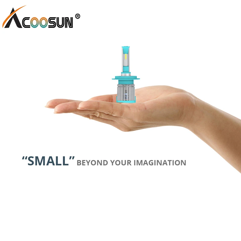

AcooSun H4 LED H7 H11 H8 HB4 H1 HB3 led Car Headlight Bulbs 72W 8000LM 1860 chip 6500K White Super mini Compact Auto Headlamp