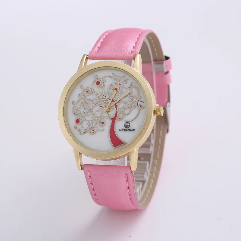 

GERIDUN Watch Women Fashion Brand Quartz Watches Casual Leather Life Tree Sports Women Watch Dress Wristwatches Relogio Feminino