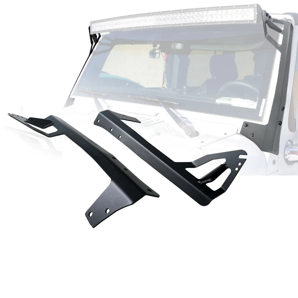 Pair J003 Lantsun Black Steel Upper Windshield Mounting Brackets for 50 Inch Light Bar Fit 2007-2016 jeep jk Pair J003 Lantsun Black Steel Upper Windshield Mounting Brackets for 50 Inch Light Bar Fit 2007-2016 jeep jk