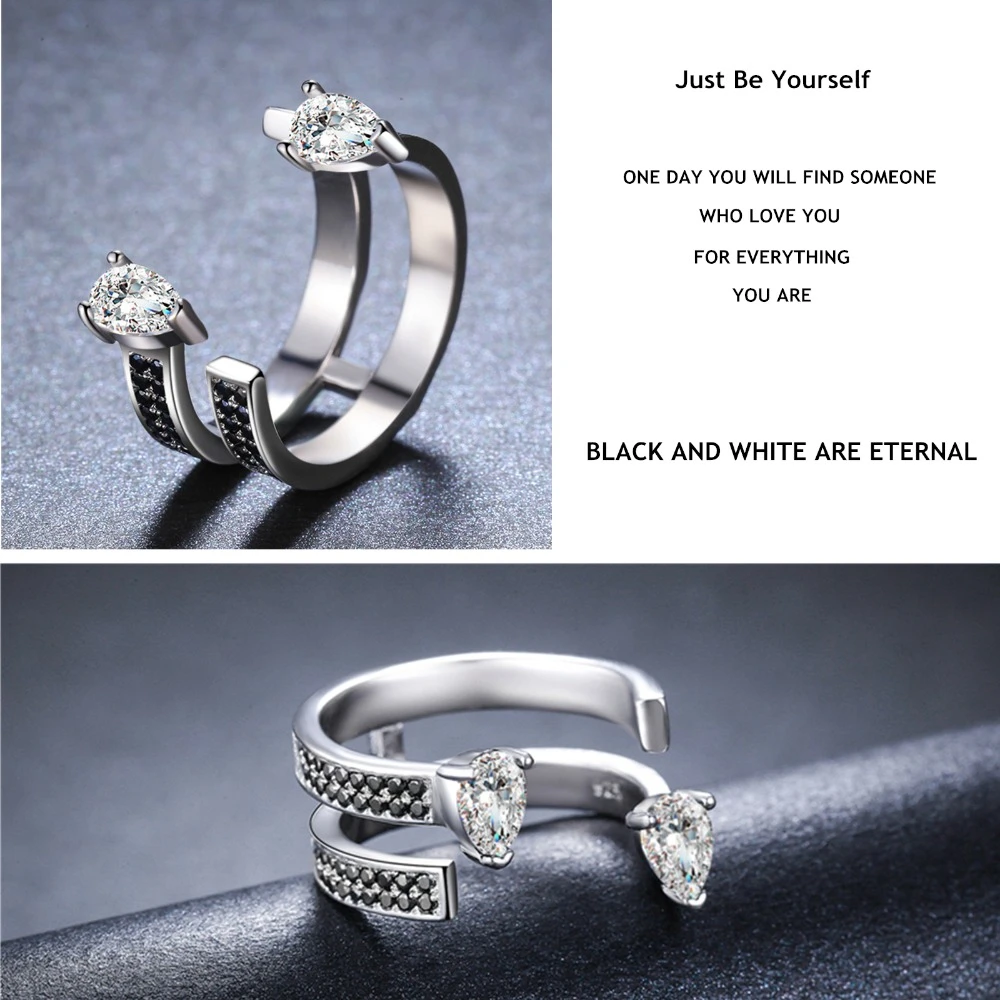 Новинка, модное 925 пробы Серебряное ювелирное изделие для помолвки, черная шпинель, обручальное кольцо для женщин, Anillos Mujer G058