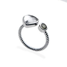

Genuine Natural Gibeon Iron Meteorite Women Men Adjustable Ring 10mm Heart Silver Meteorite Moldvite Heart Jewelry Ring AAAAA