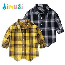 DIMUSI рубашки для мальчиков классический Повседневное хлопчатобумажные клетчатые фланелевые детские рубашки для От 2 до 8 лет дети мальчик Детские Топы Верхняя одежда, EA058