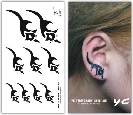 Temporaire Tatouage Autocollants Petite Oreille Noir Chat Transfert De Pulverisation Sexy Tatouage Maquillage Designs Etanche Aliexpress