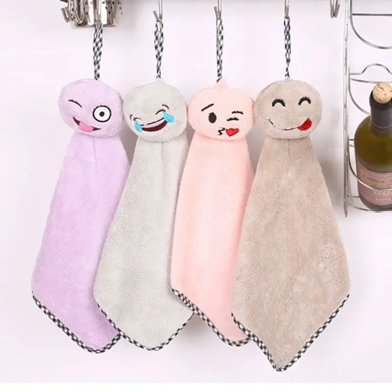Cute Carton Facial Expression Microfiber Kids Children Hand Dry Towel