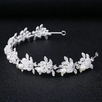 

Communion Pearl Headband Crystal Tiara First Communion Floral Hair Vine Bridal Headpiece