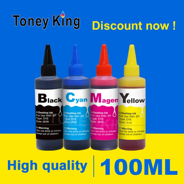 Toney King 100 мл принтер inkt voor СНПЧ бак набор для наполнения чернил Замена для hp для Epson для canon pixma deskjet контейнер с чернилами