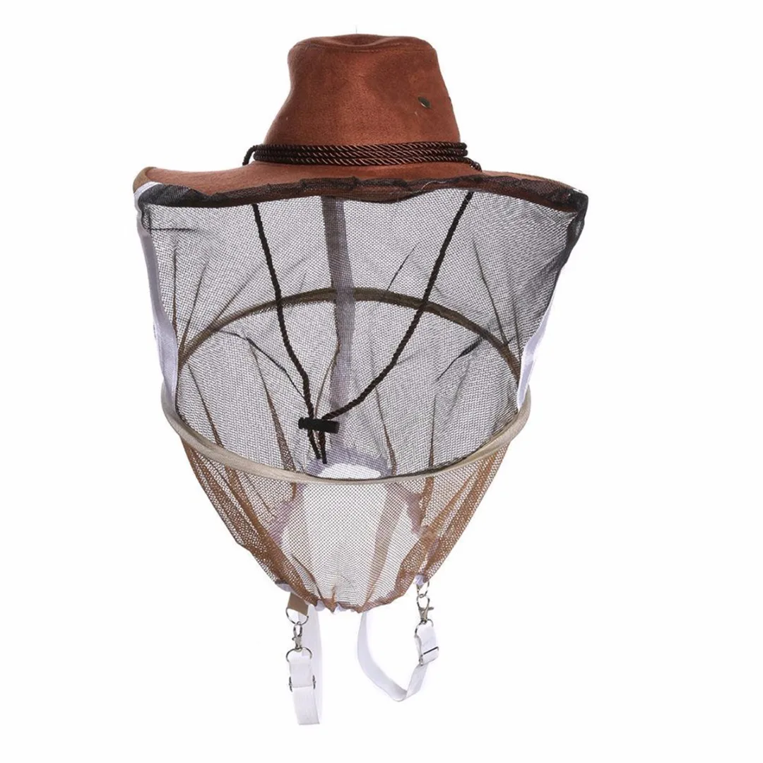 Professional Beekeeping Hat Beekeeper Cowboy Hat Anti Mosquito Bee Insect Veil Net Hat Full Face Neck Wrap Protector