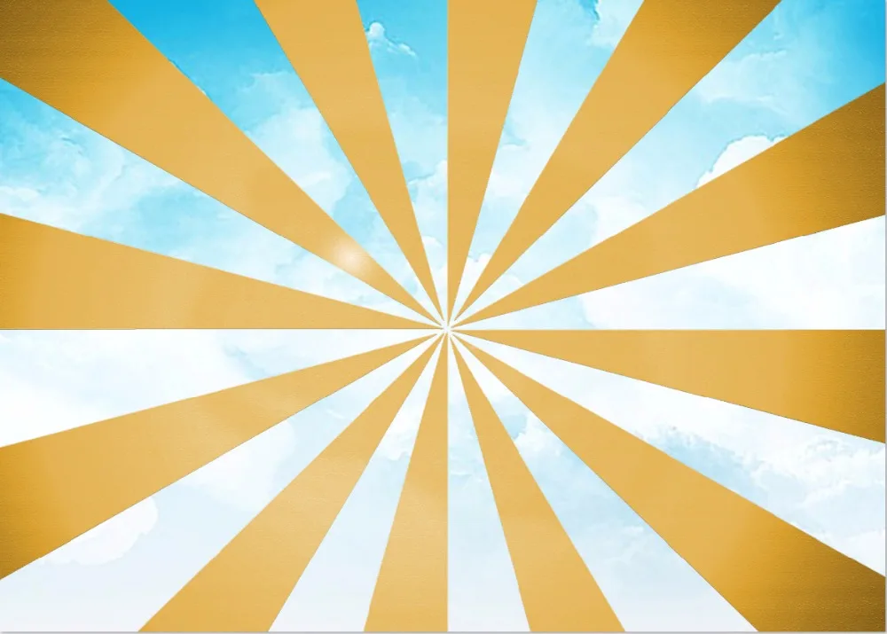 7 X5Ft Daylight White Clouds Light Blue Sky Gold Stripes Custom Photo Studio Sfondo Vinile 220Cm X 150Cm