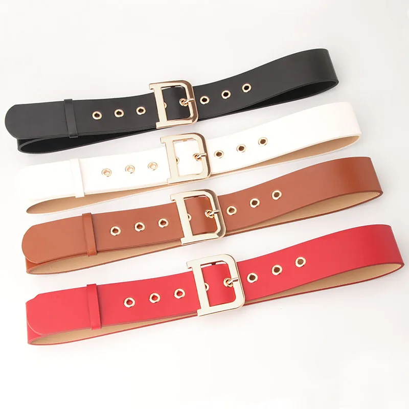 

2019 Gold D Buckle Wide Women Belt Dress Belts Fashion Design for Women Jeans Waist Leather Strap Cummerbund Waistband Punk