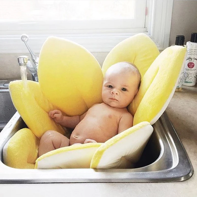 Baby Bad Veiligheid Babyzitje Zonnebloem Douche Pasgeboren Anti slip Spons Foam Pad Peuter Baby Douche Ondersteuning Product|Baby badje| -