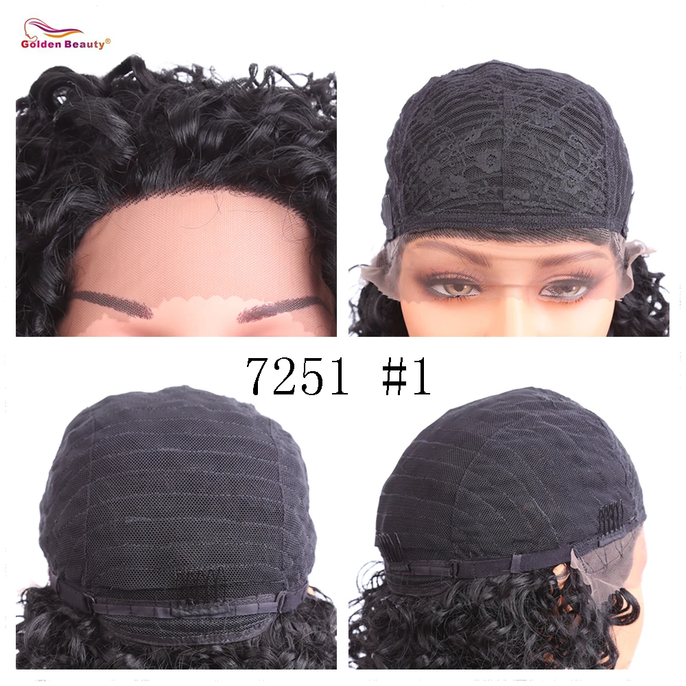 Золотой красивый короткий кудрявый парик черный 99J OT4/30 синтетический парик на кружеве с дышащей сеткой Средний размер парики для черных женщин