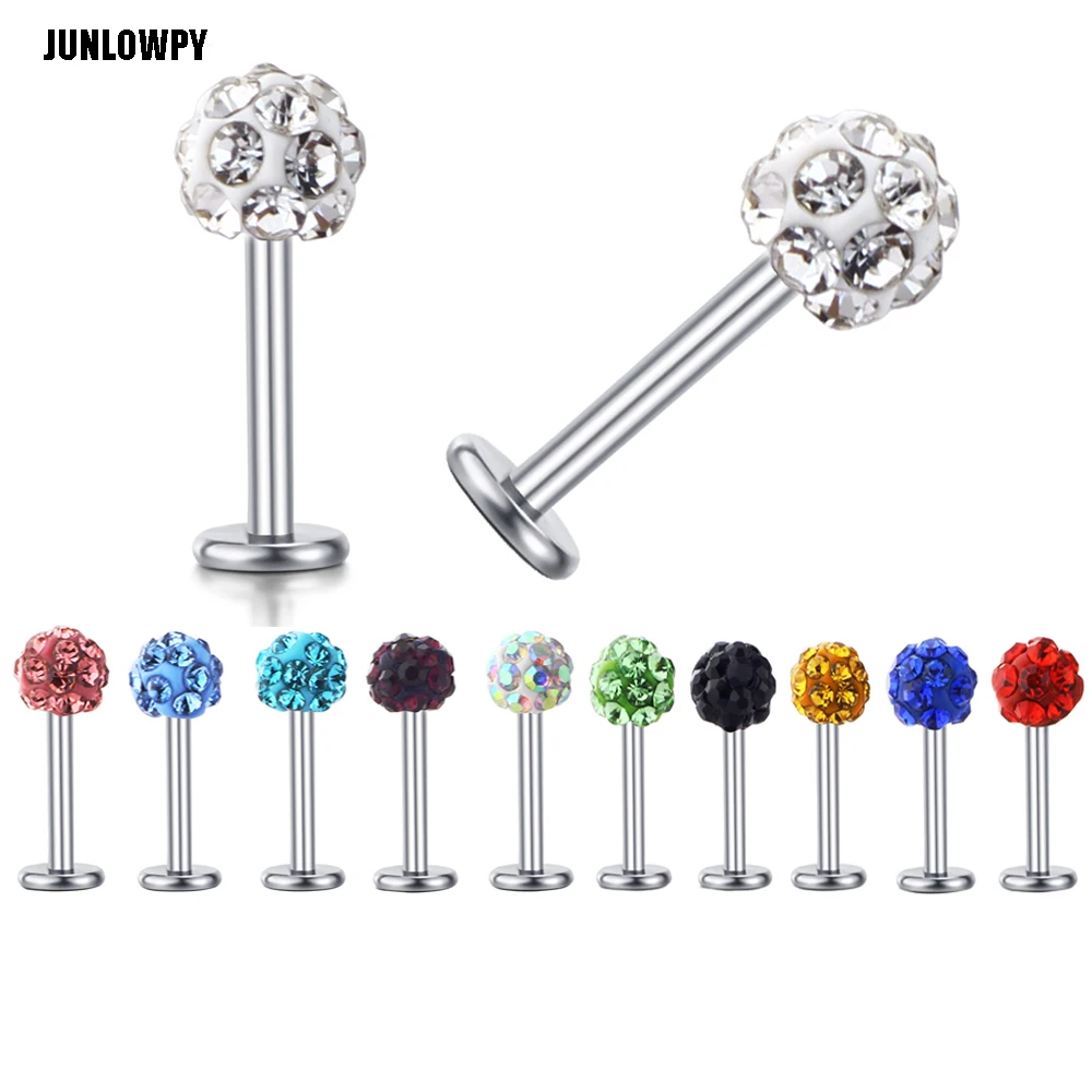 

JUNLOPWY Surgical Steel Lip Piercing Tragus Helix Cartilage Labret Ring Ear Bar Barbell Wholesale Sexy Body Jewelry 16g 50pcs