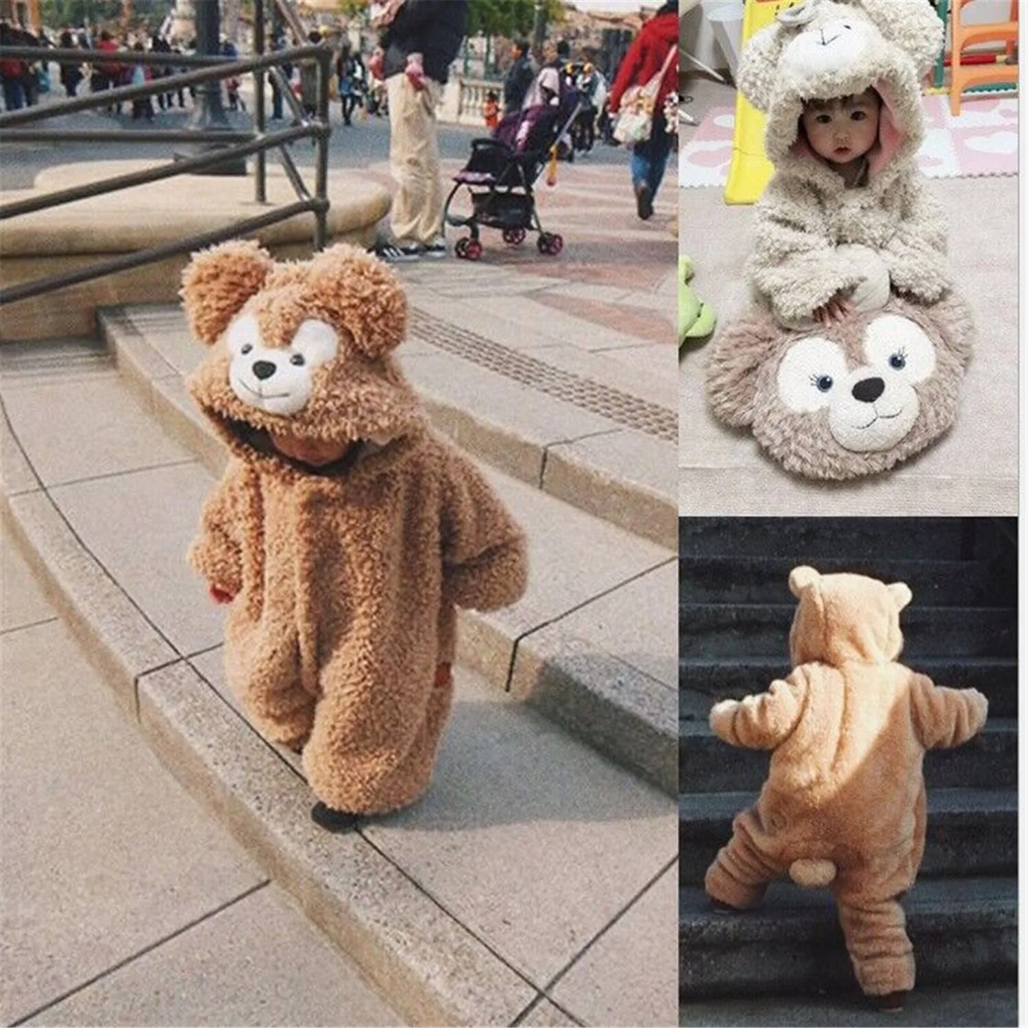 

Androktones Children Duffy bear Onesie Kids Girls Boys Warm Soft Pamjams Animal Cosplay Pajamas Halloween Purim Costumes Romper