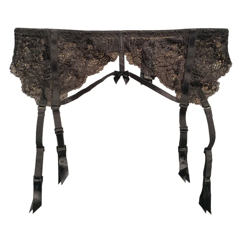 Женские подвязки черный кружевной бант Подвязки Пояс 4 ремни металлические пряжки сексуальный пояс с подвязками для чулок Ретро сексуальное женское белье GA1239