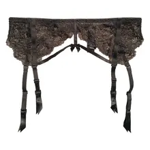 Женские подвязки черный кружевной бант Подвязки Пояс 4 ремни металлические пряжки сексуальный пояс с подвязками для чулок Ретро сексуальное женское белье GA1239