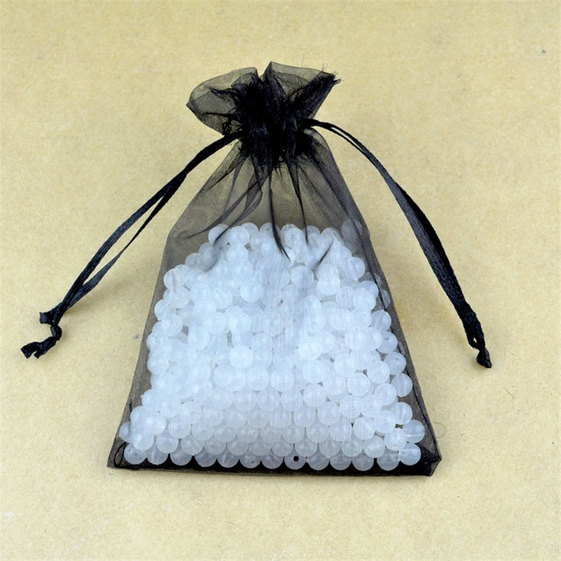wholesale 100pcs 20x30cm Organza gift bags black color Large Drawable
