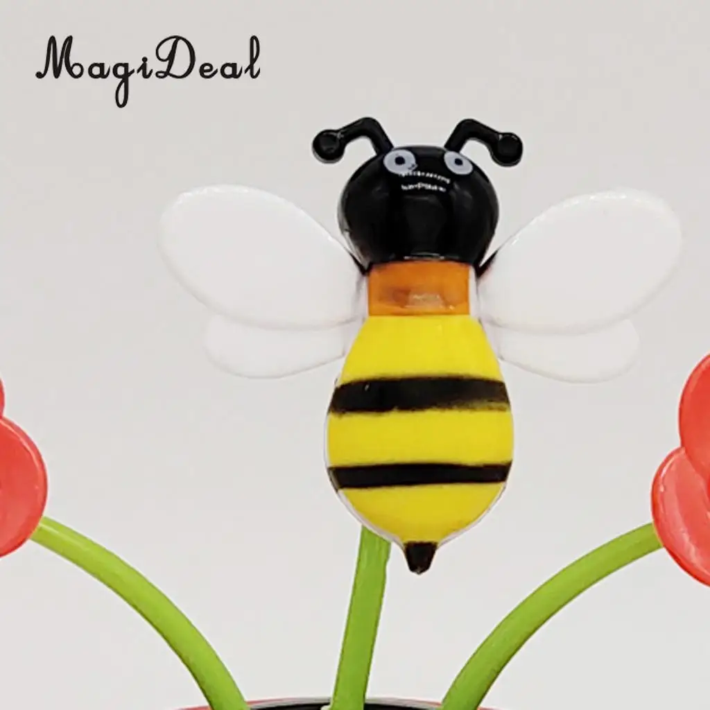 Solar Powered Flower Insect Shaking Doll   Toy Home Decor Car Ornament Flowerpot Rose and Honeybee