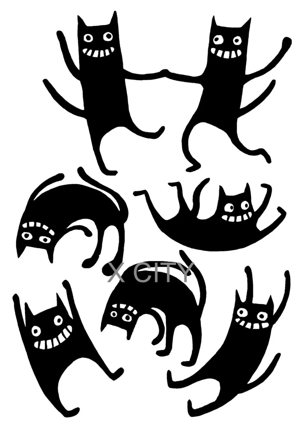 Cats Black Wall Art Decal Sticker Removable Vinyl Cut Cats Black Wall Art Decal Sticker