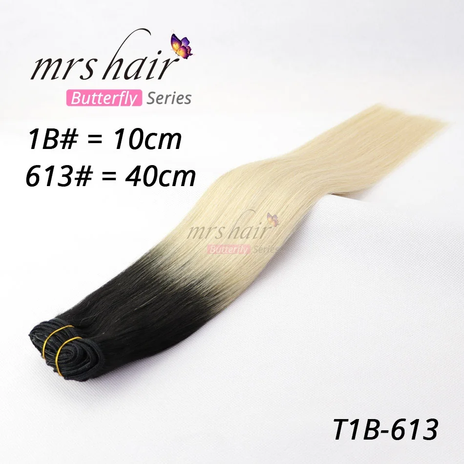 MRS HAIR Ombre Clip In Human Hair Extensions Full Hair Blonde Natural Natural Remy Hair Clip Ins Clip Balayage Hairpins Straight