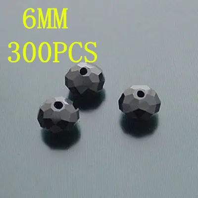 Китай высшее качество AAA 5040 белый AB хрустальные бусины 4 мм 6 мм 8 мм 10 мм 12 мм 14 мм стеклянные бусины из хрусталя бусины rondelles - Цвет: Black 6MM 300PCS