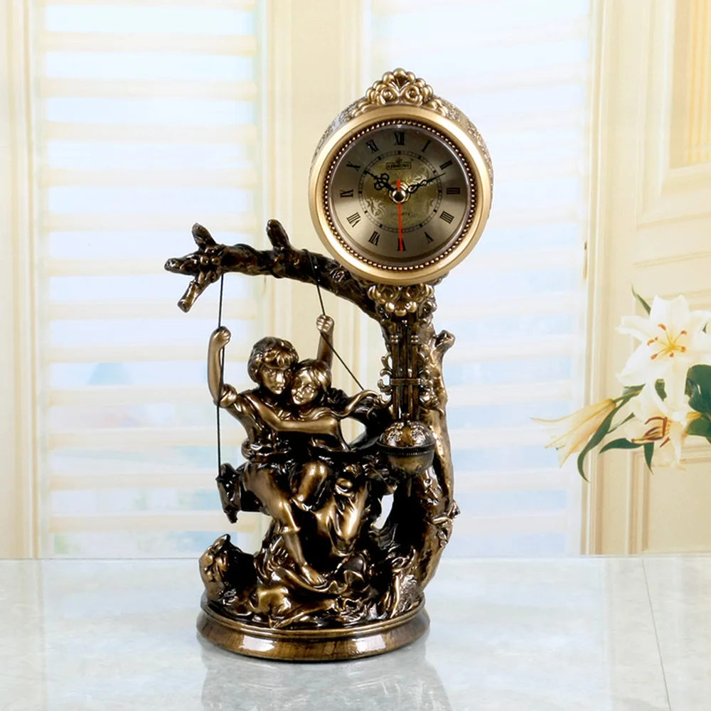 

A PCS European retro character seat clock jump seconds sun silent movement resin pendulum clock AP5221059