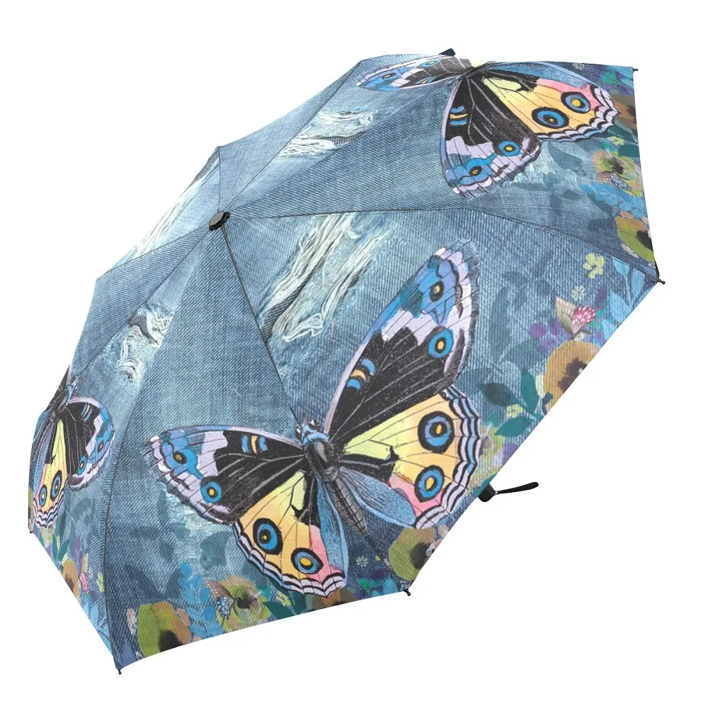 

Susino Sun Umbrella UV Protection 8 Ribs Manual Open Close Metal Pongee Black Coating Three-folding Rain Umbrella DIY