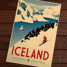 Islandia esquí viajes Vintage Retro lienzo de pintura cartel DIY de pared carteles para Bar casa decoración regalo