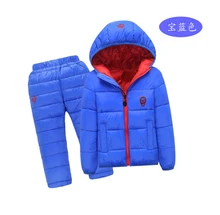 2017 Winter quality Boys Solid Down Sets Kids Cartoon Print Warm Sets Children Duck down Jackets Coats+Pants Boys Sets 18M-8T