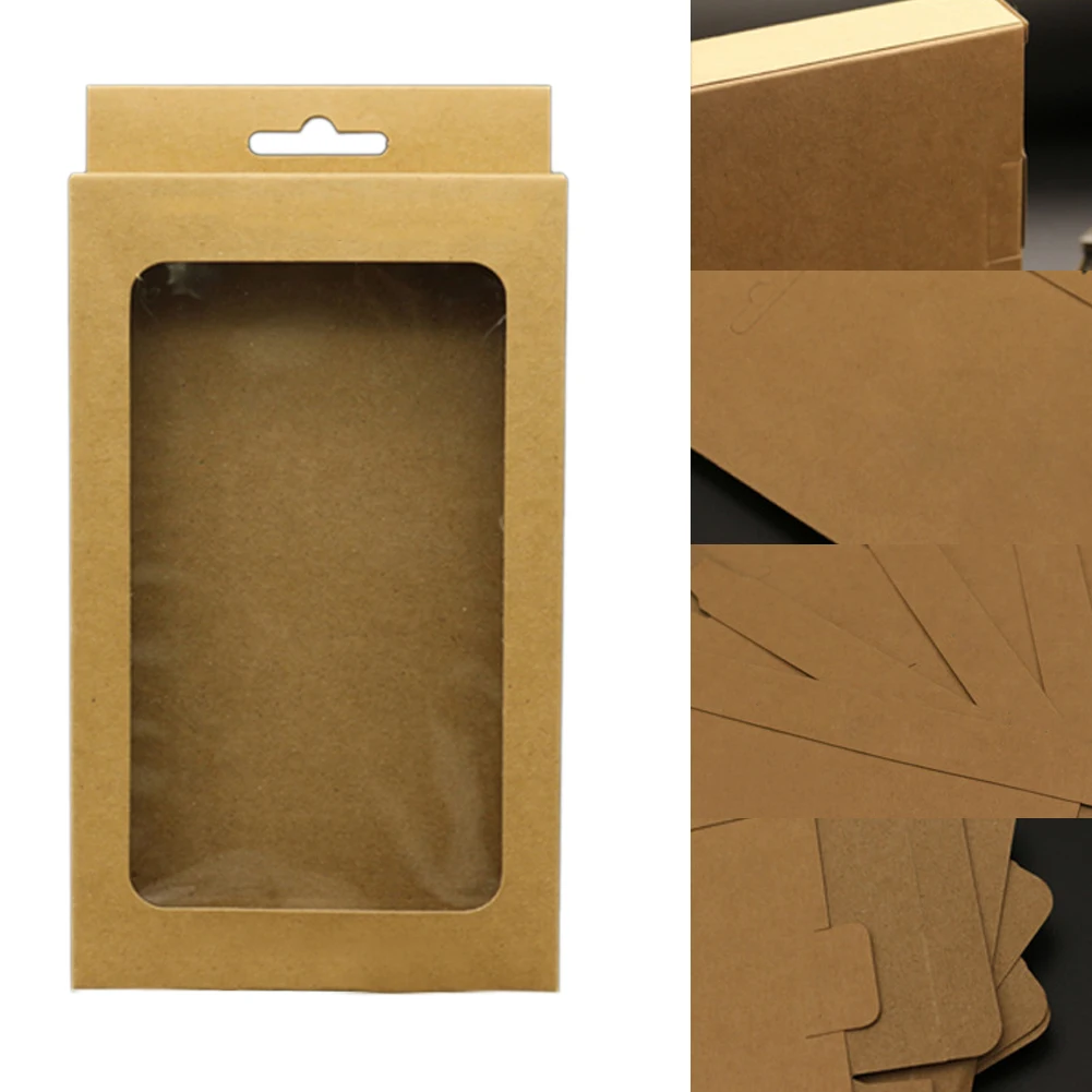 

10pcs/set With Clear Window Storage Baby Gift Multifunction Wrapping Packing Box Merchandise Brown Paper Solid Jewelry Nursuing