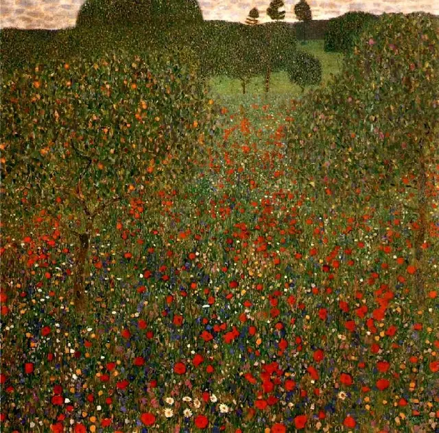 Handmade Oil Painting Reproduction Poppy Field By Gustav Klimt In Handmade Oil Painting Reproduction Poppy Field By Gustav Klimt
