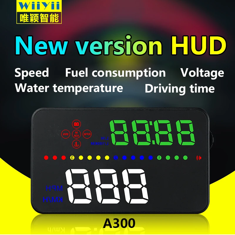 

Newest 3.5 Inch Digital HUD Head Up A300 Display Speedometer Car Windshield Projector OBD2 Port Fuel Consumption Mileage