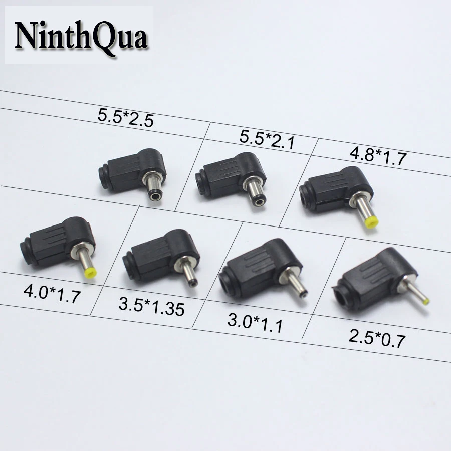 

10pcs Male DC Power Plug Connector Angle 90 degree L Shaped plastic 5.5*2.5 5.5*2.1 4.8*1.7 4.0*1.7 3.5*1.35 3.5*1.1 2.5*0.7 mm
