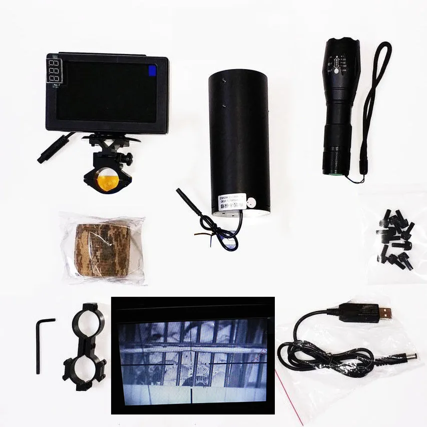 

Riflescope Add On Infrared Night Vision Scope Day and Night Dual Use with LCD Screen IR Flashlight Camouflage Tape