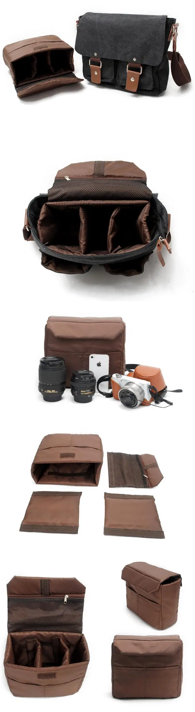 Портативная винтажная Холщовая Сумка через плечо для DSLR камеры, Диагональная Сумка через плечо для Canon для Nikon для sony Olympus LI-1830