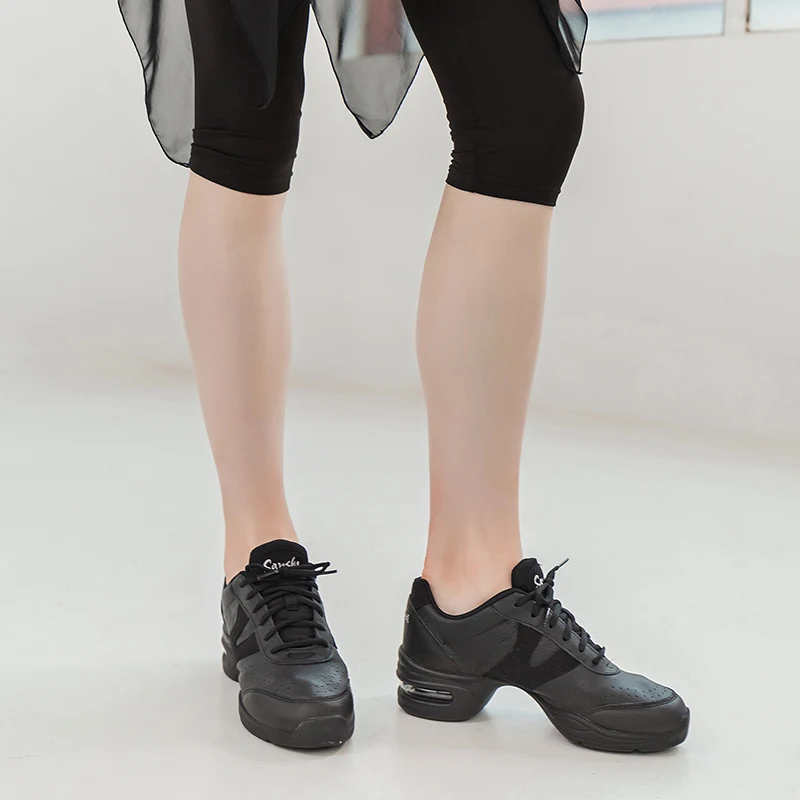 Sansha    Genuine Pig Leather Dance Sneakers Black Comfortable Salsa Jazz Air-Cushion  Dance Shoes  H166LPI 3