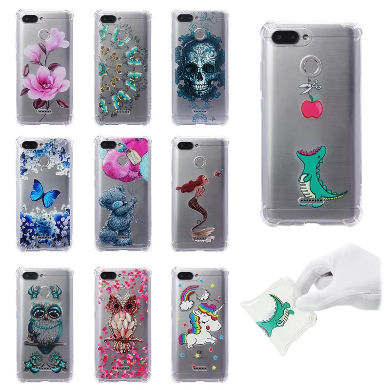 

Phone Case For Xiaomi Redmi 4A 4X 5 5A Redmi 5 Plus Note 4 Note 4X Unicorn Cartoon Transparent Shockproof Back Cover Soft TPU