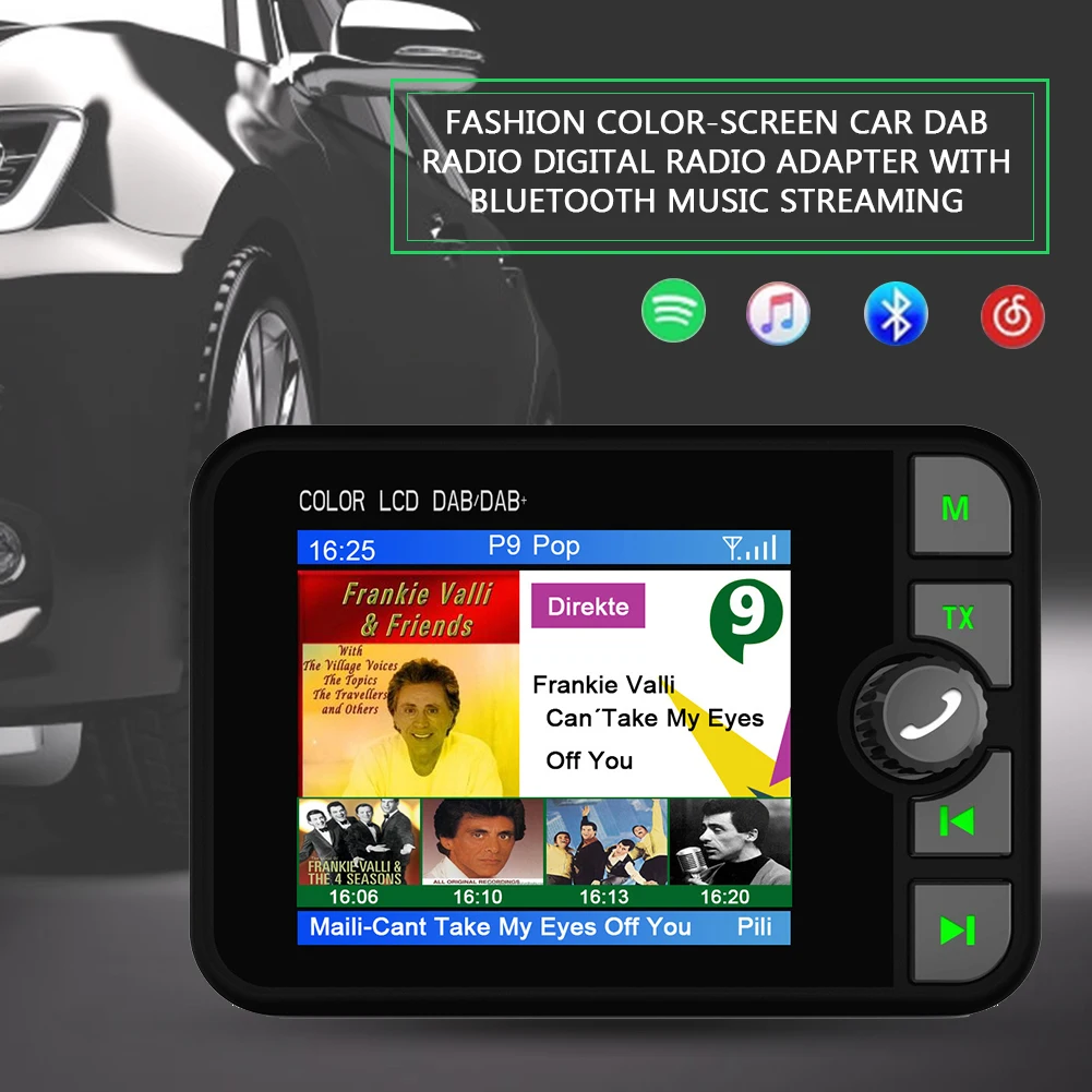 2,4 дюймовый TFT экран модный цветной экран Автомобильный DAB радио цифровой радио адаптер с Bluetooth потоковое воспроизведение музыки стиль
