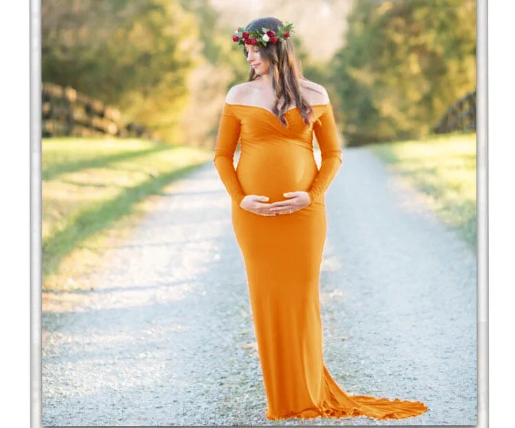 2022 Cotton Maternity Photography Props Maternity Gown Dress Off Shoulder Sexy Women Pregnancy Maxi Dresses For Photo Shooting