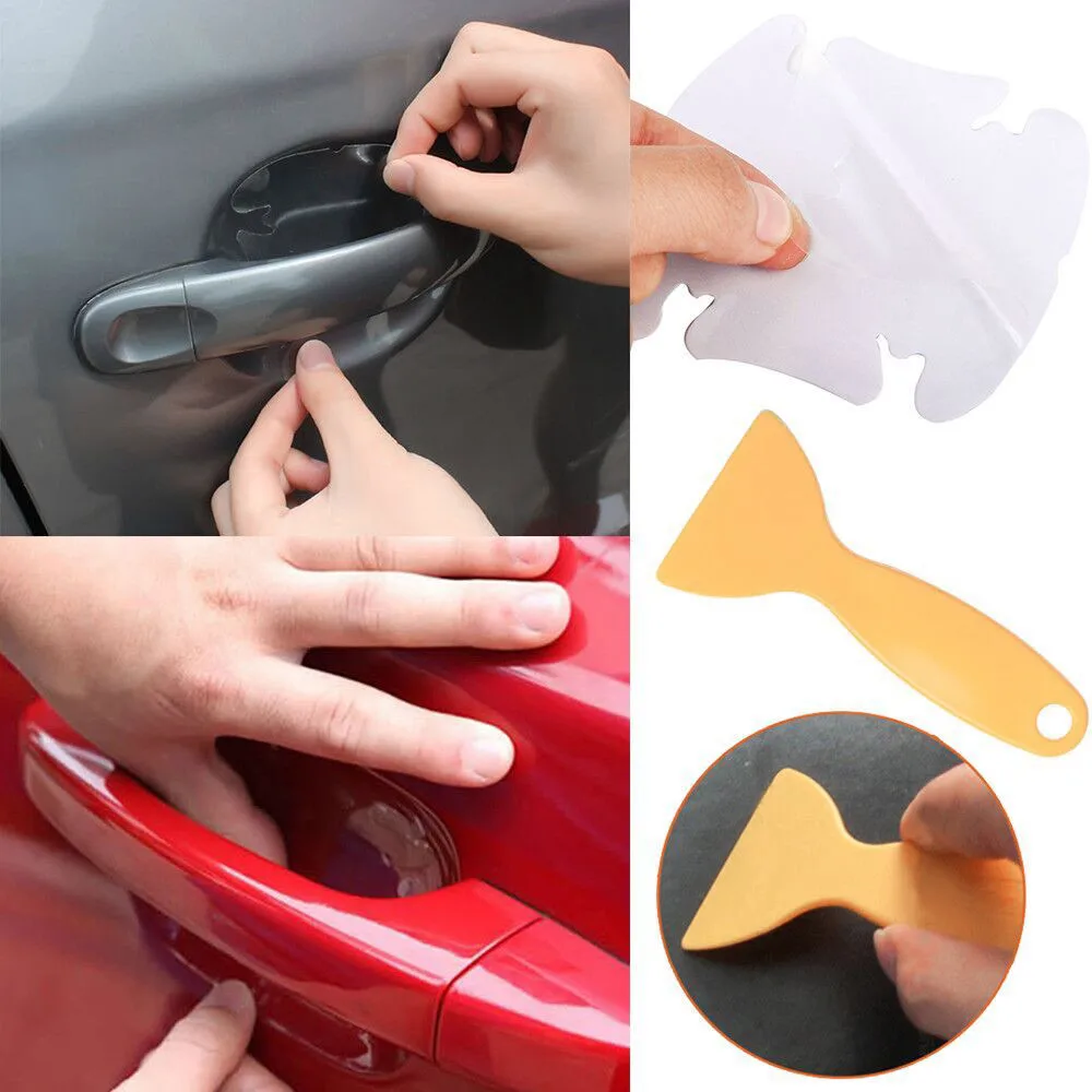 

4pcs Invisible Clear Car Door Handle Protector Film Scratch Guard Cover Sticker tuning on the funny rc cars hood