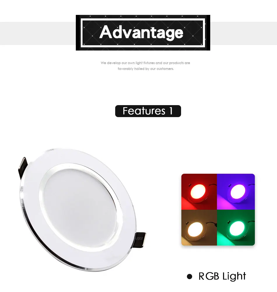 Rgb LED-светильник утопленный потолочный светильник красочный Точечный светильник шарик регулятора Крытый AC 110 220V 240V бар КТВ Гостиная