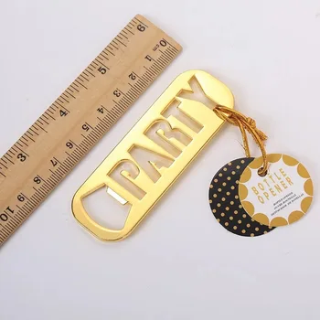 

free shipping 50pcs/lot new zinc alloy golden square party beer bottle opener favors and giveaway gifts for wedding party guest