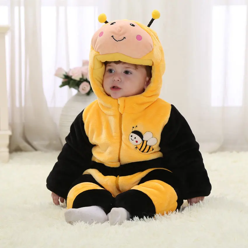 Комбинезон для мальчика с животными, флис, желтая пчелка, хлопок, зимние комбинезоны для мальчиков и девочек, зимняя одежда для малышей, RL11-17 - Цвет: Цвет: желтый