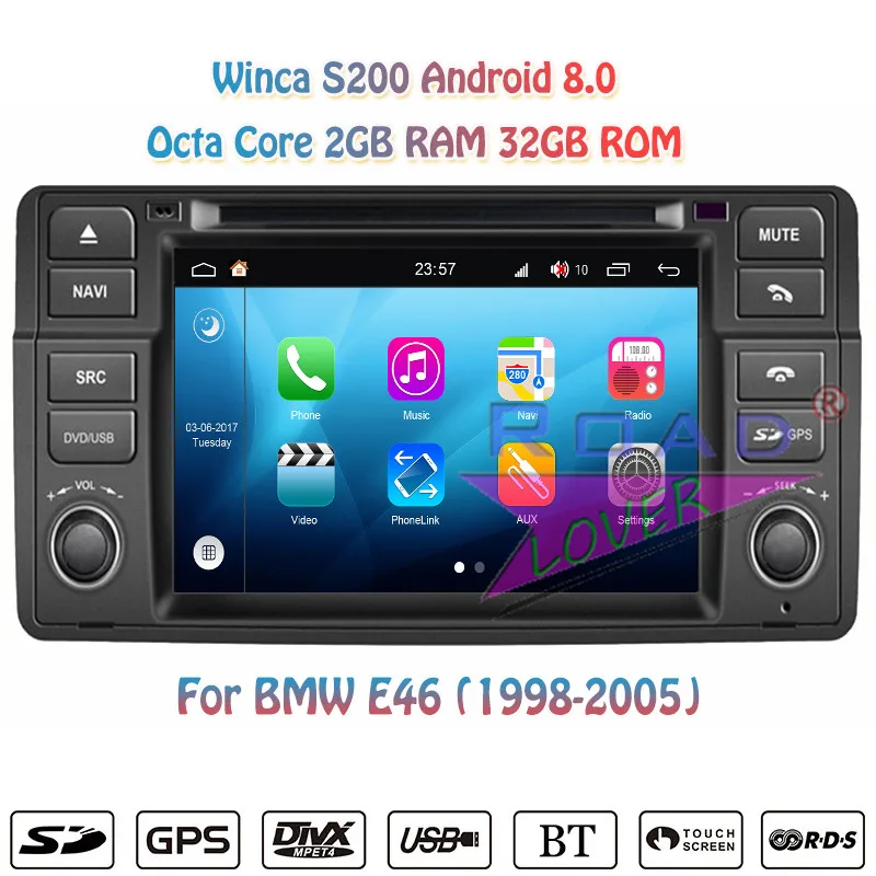 Excellent Winca S200 Android 8.0 Car DVD Auto Player For BMW 3 Series E46 M3 1998 1999 2000 2001 2002 2003 2004 2005 Stereo GPS Navigation 7
